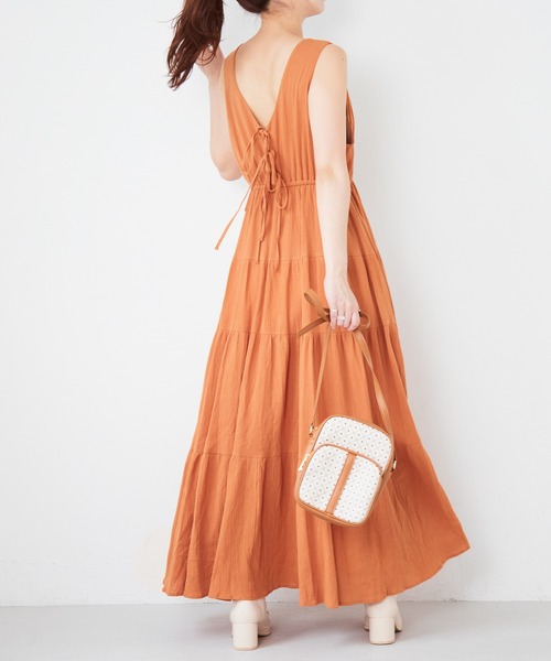 Heather（ヘザー）の「コットンティアードノースリーブワンピース　216686（ワンピース・レディース・ホワイト/ブラック/オレンジ・FREE）」の20枚目の写真