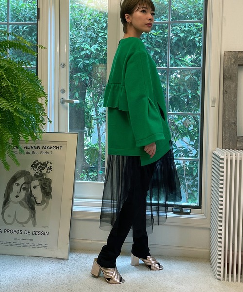 AVIE（アビィ）の「メルトン切替チュールドレス（ワンピース・レディース・ベージュ/グリーン・38）」の17枚目の写真