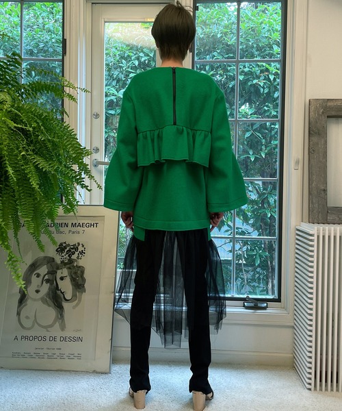 AVIE（アビィ）の「メルトン切替チュールドレス（ワンピース・レディース・ベージュ/グリーン・38）」の20枚目の写真