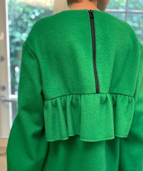 AVIE（アビィ）の「メルトン切替チュールドレス（ワンピース・レディース・ベージュ/グリーン・38）」の5枚目の写真