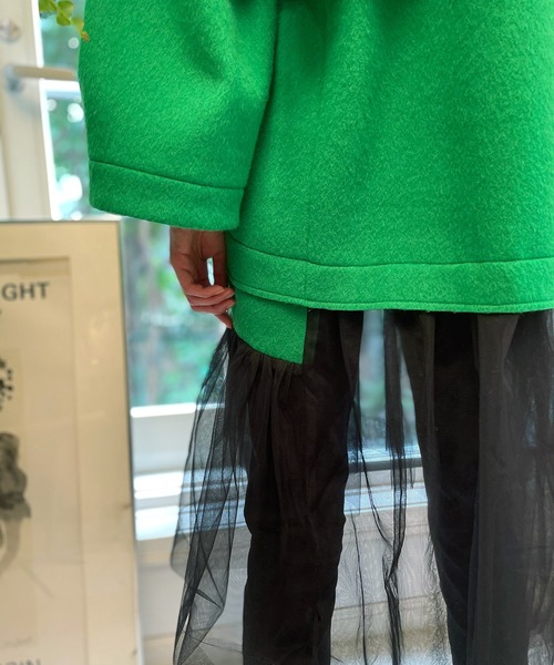 AVIE（アビィ）の「メルトン切替チュールドレス（ワンピース・レディース・ベージュ/グリーン・38）」の11枚目の写真