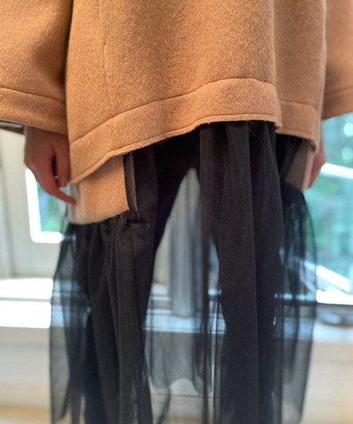 AVIE（アビィ）の「メルトン切替チュールドレス（ワンピース・レディース・ベージュ/グリーン・38）」の12枚目の写真