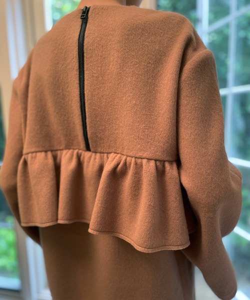 AVIE（アビィ）の「メルトン切替チュールドレス（ワンピース・レディース・ベージュ/グリーン・38）」の9枚目の写真