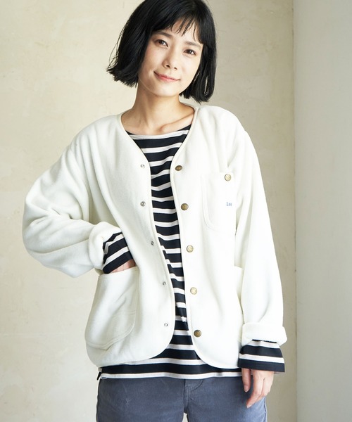 Lee(リー)の「Lee FLEECE CARDIGAN(ブルゾン・レディース・チャコールグレー/ベージュ/オフホワイト・M/L)」の2枚目の写真