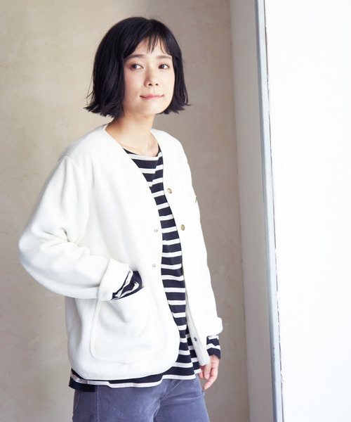 Lee(リー)の「Lee FLEECE CARDIGAN(ブルゾン・レディース・チャコールグレー/ベージュ/オフホワイト・M/L)」の7枚目の写真