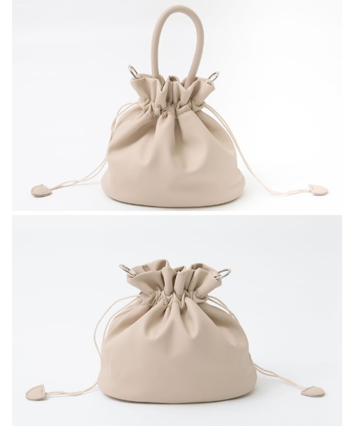 Re:EDIT（リエディ）の「フェイクレザー巾着バッグ（ショルダーバッグ・レディース・ブラック/ベージュ/イエロー・FREE）」の13枚目の写真