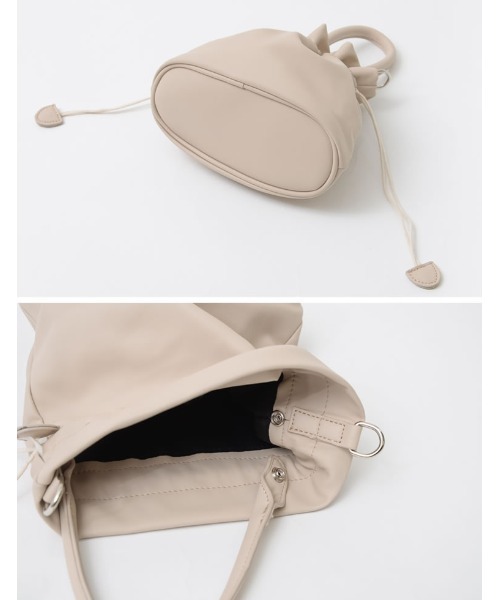 Re:EDIT（リエディ）の「フェイクレザー巾着バッグ（ショルダーバッグ・レディース・ブラック/ベージュ/イエロー・FREE）」の21枚目の写真