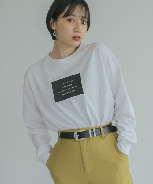 PAGEBOY（ページボーイ）の「プレートロゴロンT（Tシャツ/カットソー・レディース・オフホワイト/ブラック・FREE）」の7枚目の写真