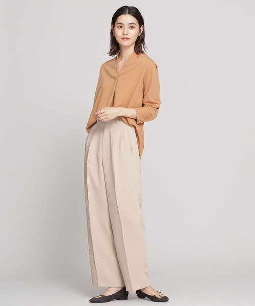 NANO universe(ナノユニバース)の「WEB限定/カルゼ2タックストレートパンツ(その他パンツ・レディース・ブラック/ベージュ/アイボリー・マルチサイズ)」の6枚目の写真