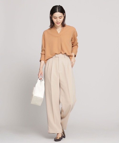 NANO universe(ナノユニバース)の「WEB限定/カルゼ2タックストレートパンツ(その他パンツ・レディース・ブラック/ベージュ/アイボリー・マルチサイズ)」の7枚目の写真