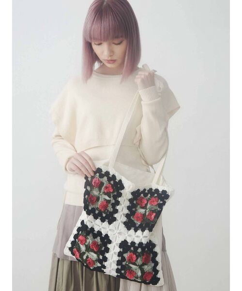 merry jenny(メリージェニー)の「gardenクロシェトートバッグ(ハンドバッグ・レディース・アイボリー/ブラック/ライトブルー/ブラウン・FREE)」の7枚目の写真
