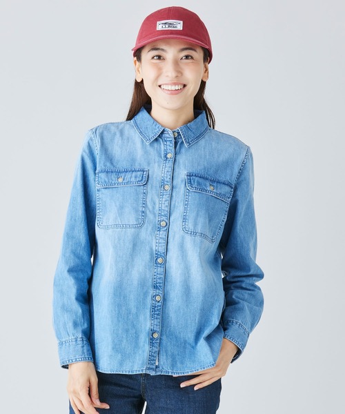 エル・エル・ビーン・ヘリテージ・ウォッシュ・デニム・シャツ、長袖 米国フィット・プチ（シャツ/ブラウス）｜L.L.Bean（エルエルビーン）