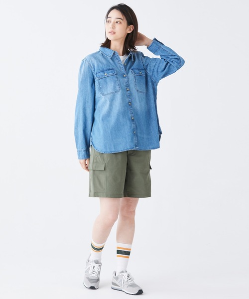 エル・エル・ビーン・ヘリテージ・ウォッシュ・デニム・シャツ、長袖 米国フィット・プチ（シャツ/ブラウス）｜L.L.Bean（エルエルビーン）