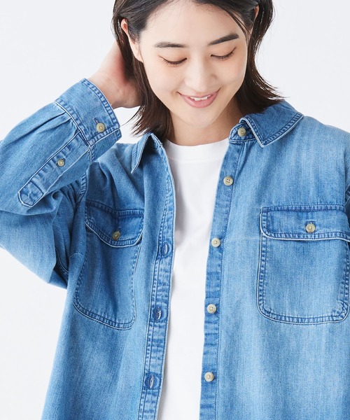 エル・エル・ビーン・ヘリテージ・ウォッシュ・デニム・シャツ、長袖 米国フィット・プチ（シャツ/ブラウス）｜L.L.Bean（エルエルビーン）