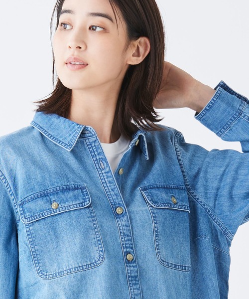 エル・エル・ビーン・ヘリテージ・ウォッシュ・デニム・シャツ、長袖 米国フィット・プチ（シャツ/ブラウス）｜L.L.Bean（エルエルビーン）