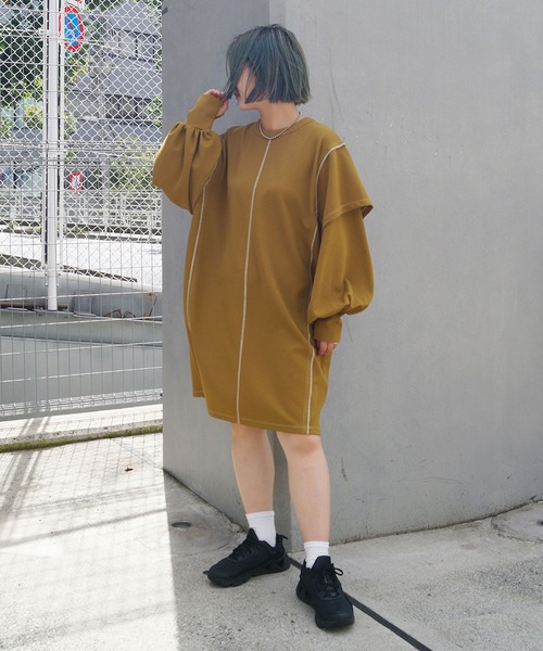 セール 前後2way配色ステッチワンピース ワンピース 179 Wg イチナナキュウダブルジー のファッション通販 Zozotown