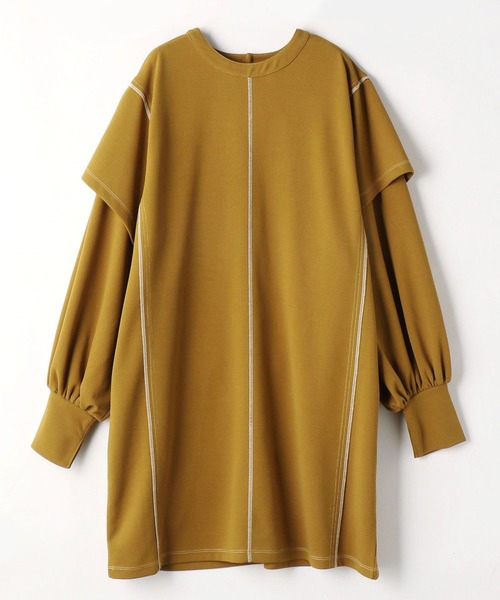 179/WG（イチナナキュウダブルジー）の「前後2WAY配色ステッチワンピース（ワンピース・レディース・ブラック/グリーン/マスタード・MEDIUM）」の17枚目の写真