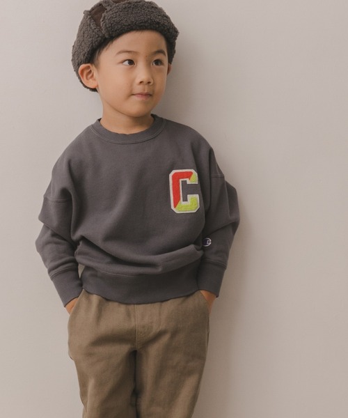 Champion（チャンピオン）の「Champion×DOORS　サガラスウェット(KIDS)（スウェット・キッズ・チャコールグレー/オフホワイト・105/135/90/120）」の2枚目の写真