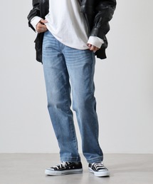 ワイドテーパード ストレッチデニムパンツ