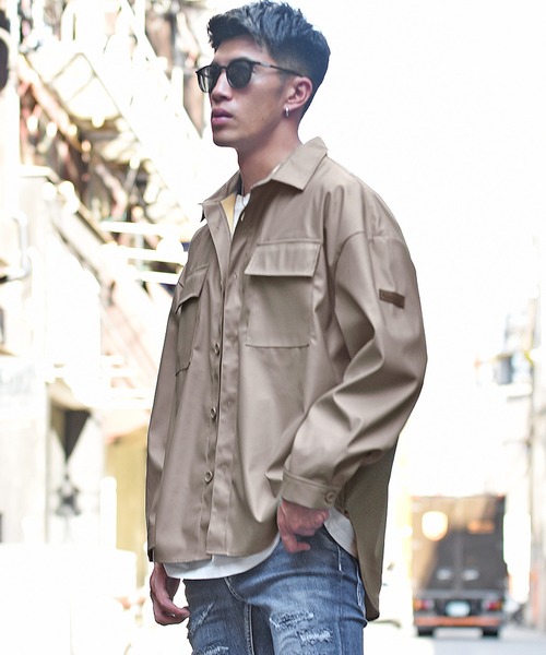 JOKER（ジョーカー）の「【JOKER】ルーズシルエットオーバーサイズCPOレザージャケット フェイクレザービッグサイズジャケット 春服（ブルゾン・メンズ・ブラック/グレー系その他・L/XL/M）」の7枚目の写真