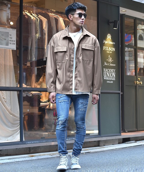 JOKER（ジョーカー）の「【JOKER】ルーズシルエットオーバーサイズCPOレザージャケット フェイクレザービッグサイズジャケット 春服（ブルゾン・メンズ・ブラック/グレー系その他・L/XL/M）」の8枚目の写真