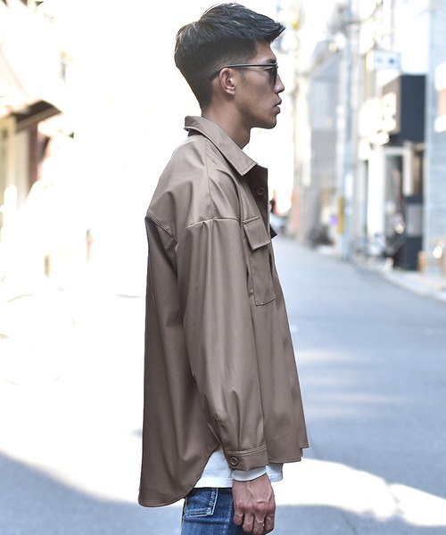 JOKER（ジョーカー）の「【JOKER】ルーズシルエットオーバーサイズCPOレザージャケット フェイクレザービッグサイズジャケット 春服（ブルゾン・メンズ・ブラック/グレー系その他・L/XL/M）」の12枚目の写真