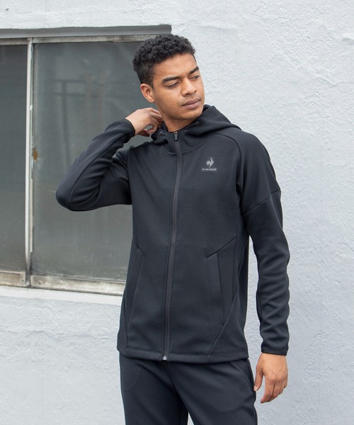 le coq sportif（ルコックスポルティフ）の「【サイクリング】エアスタイリッシュサイクリングシェルジャケット－Soft－【Glambike】 シェルジャケット サイクリングウェア スポーツウェア（スウェット・メンズ・ブラック/杢グレー・S/XL/L/M）」の2枚目の写真