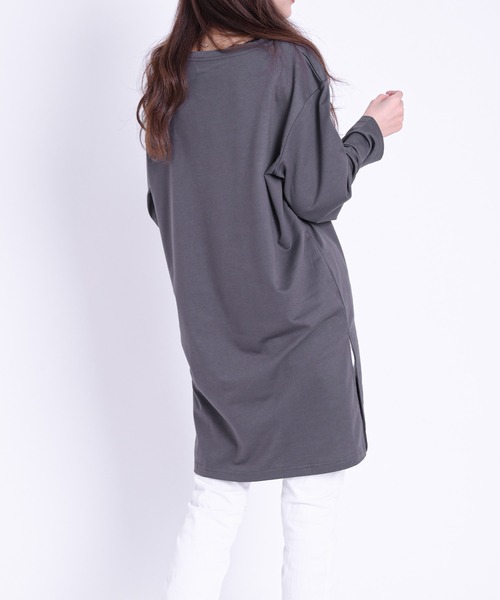 Felt-Maglietta(フェルトマリエッタ)の「サイドスリットルーズカットソー長袖(Tシャツ/カットソー・レディース・ブラック/モカ/ホワイト/ダークグレー・FREE/X-LARGE/XX-LARGE)」の21枚目の写真