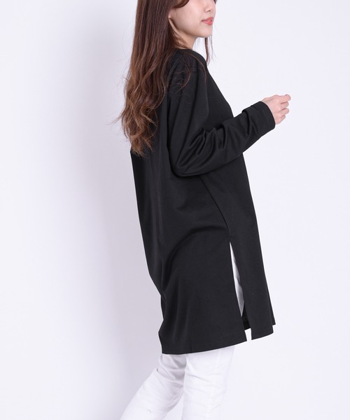 Felt-Maglietta(フェルトマリエッタ)の「サイドスリットルーズカットソー長袖(Tシャツ/カットソー・レディース・ブラック/モカ/ホワイト/ダークグレー・FREE/X-LARGE/XX-LARGE)」の10枚目の写真