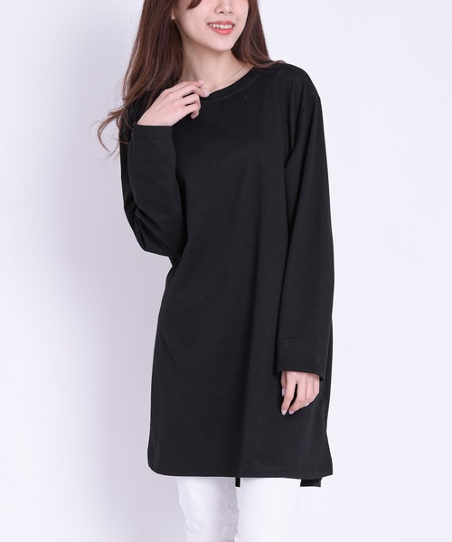 Felt-Maglietta(フェルトマリエッタ)の「サイドスリットルーズカットソー長袖(Tシャツ/カットソー・レディース・ブラック/モカ/ホワイト/ダークグレー・FREE/X-LARGE/XX-LARGE)」の8枚目の写真