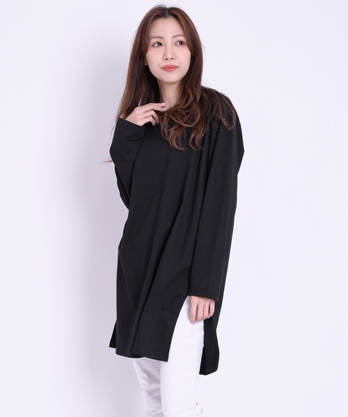 Felt-Maglietta(フェルトマリエッタ)の「サイドスリットルーズカットソー長袖(Tシャツ/カットソー・レディース・ブラック/モカ/ホワイト/ダークグレー・FREE/X-LARGE/XX-LARGE)」の13枚目の写真
