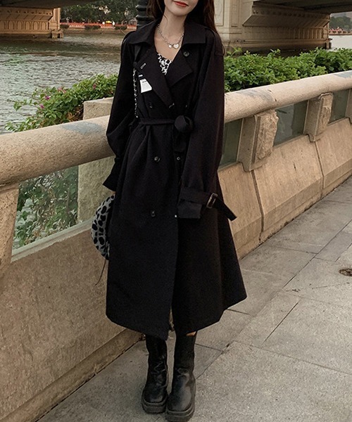 FRP（エフアールピー）の「YUGA　ルーズローブタイプ　ロングコート（ステンカラーコート・レディース・ブラック・XL/L/S/M）」の10枚目の写真