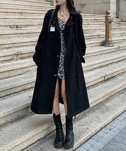 FRP（エフアールピー）の「YUGA　ルーズローブタイプ　ロングコート（ステンカラーコート・レディース・ブラック・XL/L/S/M）」の2枚目の写真