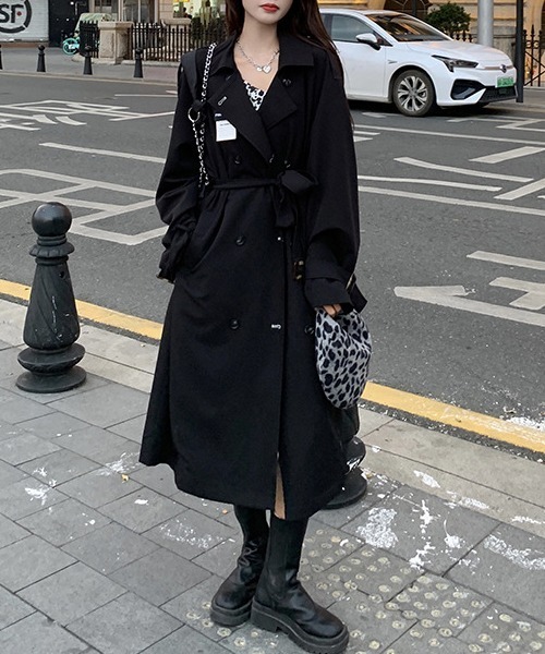 FRP（エフアールピー）の「YUGA　ルーズローブタイプ　ロングコート（ステンカラーコート・レディース・ブラック・XL/L/S/M）」の6枚目の写真