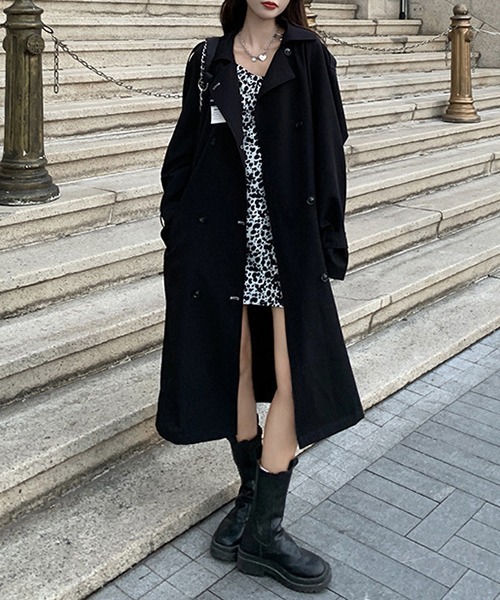 FRP（エフアールピー）の「YUGA　ルーズローブタイプ　ロングコート（ステンカラーコート・レディース・ブラック・XL/L/S/M）」の11枚目の写真