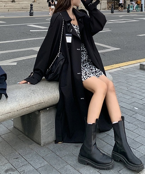 FRP（エフアールピー）の「YUGA　ルーズローブタイプ　ロングコート（ステンカラーコート・レディース・ブラック・XL/L/S/M）」の3枚目の写真