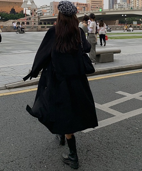 FRP（エフアールピー）の「YUGA　ルーズローブタイプ　ロングコート（ステンカラーコート・レディース・ブラック・XL/L/S/M）」の16枚目の写真