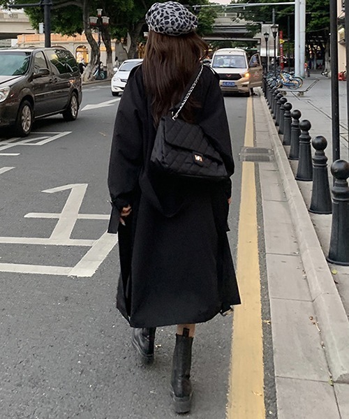 FRP（エフアールピー）の「YUGA　ルーズローブタイプ　ロングコート（ステンカラーコート・レディース・ブラック・XL/L/S/M）」の7枚目の写真