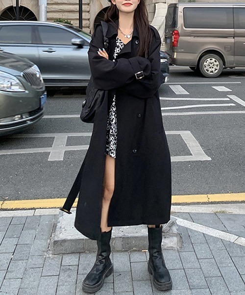 FRP（エフアールピー）の「YUGA　ルーズローブタイプ　ロングコート（ステンカラーコート・レディース・ブラック・XL/L/S/M）」の17枚目の写真