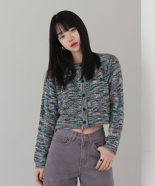 by muni:r（バイ ムニール）の「ねじり ラウンド ネック ニット カーディガン（ニット/セーター・レディース・アイボリー/ブラック/パープル・FREE）」の3枚目の写真