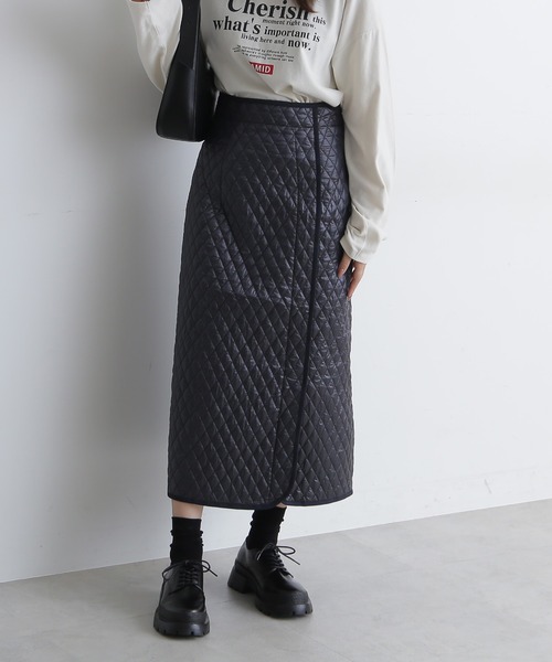 FREE'S MART（フリーズマート）の「【Sシリーズ対応】◆キルティングIラインスカート（スカート・レディース・ブラック/ブラウン・SMALL/MEDIUM）」の2枚目の写真