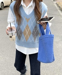 アーガイル柄ニットベスト