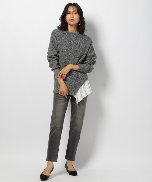 BARNYARDSTORM（バンヤードストーム）の「BARNYARDSTORM / プリーツアシメヘムニット（ニット/セーター・レディース・ブラック/ベージュ/ネイビー/ブラウン/その他1・1/0）」の12枚目の写真