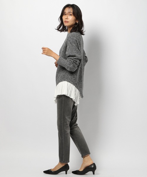 BARNYARDSTORM（バンヤードストーム）の「BARNYARDSTORM / プリーツアシメヘムニット（ニット/セーター・レディース・ブラック/ベージュ/ネイビー/ブラウン/その他1・1/0）」の13枚目の写真