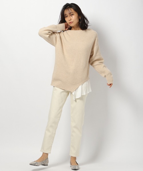 BARNYARDSTORM（バンヤードストーム）の「BARNYARDSTORM / プリーツアシメヘムニット（ニット/セーター・レディース・ブラック/ベージュ/ネイビー/ブラウン/その他1・1/0）」の17枚目の写真