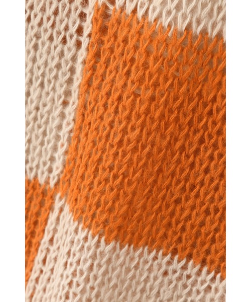 ROSE BUD（ローズバッド）の「透かし編みチェック柄ニット（ニット/セーター・レディース・ブラック/オレンジ・1）」の6枚目の写真