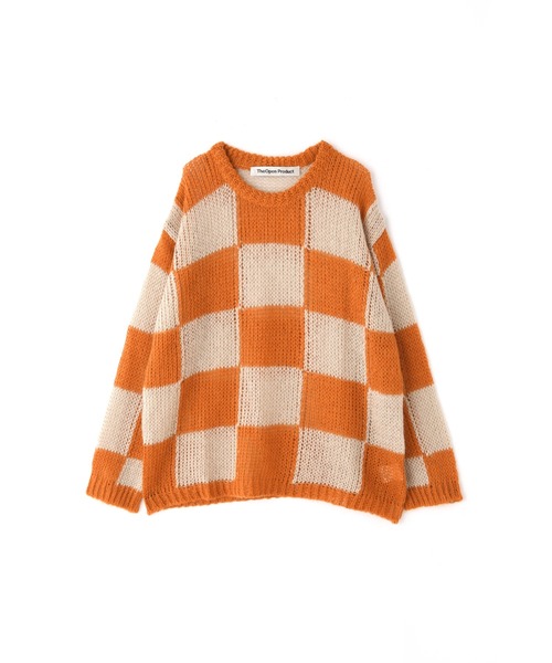 ROSE BUD（ローズバッド）の「透かし編みチェック柄ニット（ニット/セーター・レディース・ブラック/オレンジ・1）」の19枚目の写真