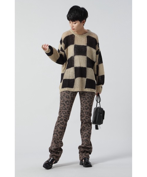 ROSE BUD（ローズバッド）の「透かし編みチェック柄ニット（ニット/セーター・レディース・ブラック/オレンジ・1）」の11枚目の写真