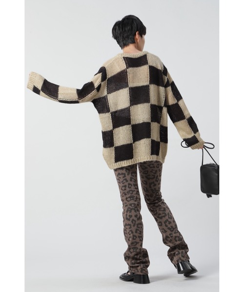 ROSE BUD（ローズバッド）の「透かし編みチェック柄ニット（ニット/セーター・レディース・ブラック/オレンジ・1）」の12枚目の写真