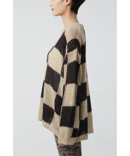 ROSE BUD（ローズバッド）の「透かし編みチェック柄ニット（ニット/セーター・レディース・ブラック/オレンジ・1）」の14枚目の写真